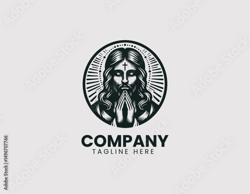 Serene in Jesus Christ Hands Clasped in Prayer Vector Logo Design