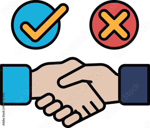 A hand shaking another hand with a red X on it