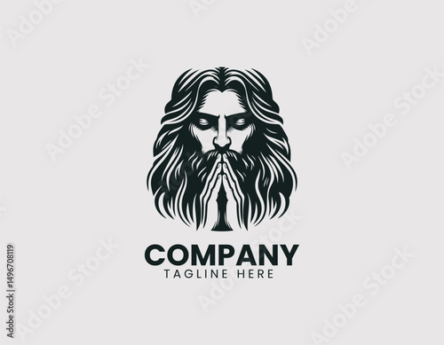 Serene in Jesus Christ Hands Clasped in Prayer Vector Logo Design