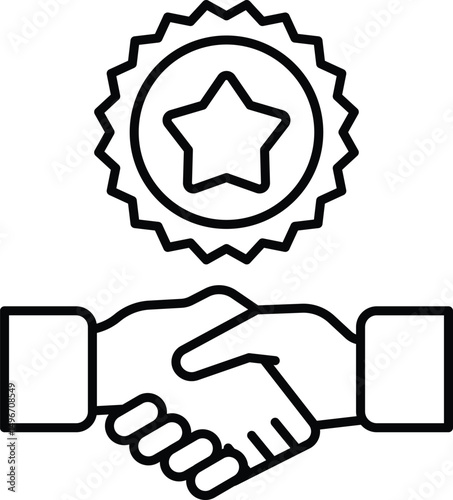 A hand shaking a star with a gold star on it