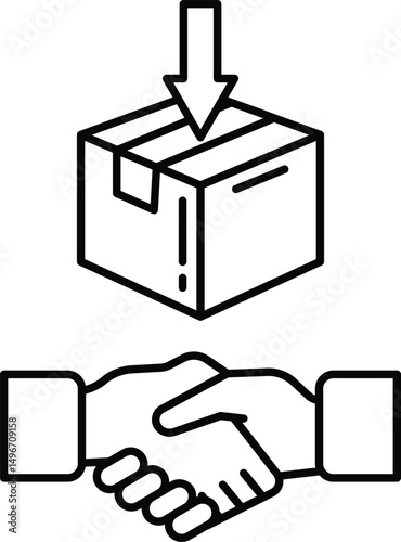 A box is being opened and a handshake is taking place