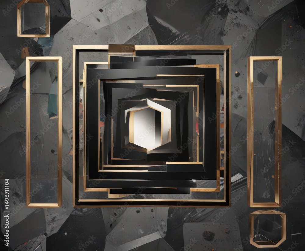 Fototapeta premium Abstract geometric photo collage, customizable frames , texture, triangles, vibrant