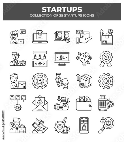 Collection of 25 Startup Icons: Business. Finance. and Marketing