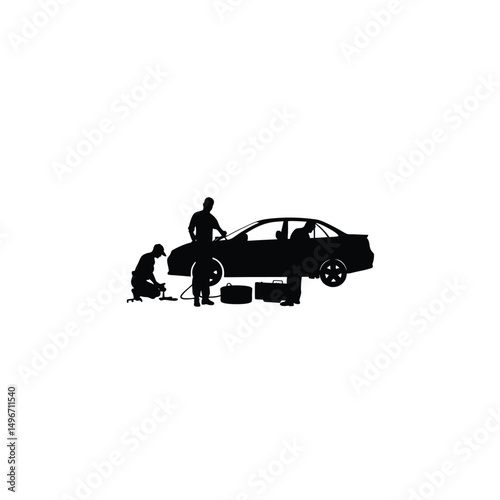Car Service & Car Repair silhouette on white background