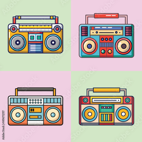 boom box flat illustration flat style