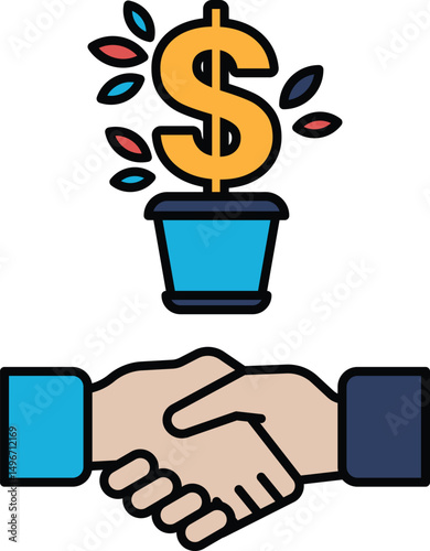 A hand shaking a dollar sign