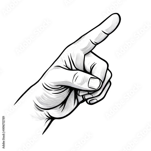 Hand Drawn Vector Illustration of a Pointing Finger Gesture