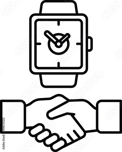 A watch and a handshake symbolize the importance of time