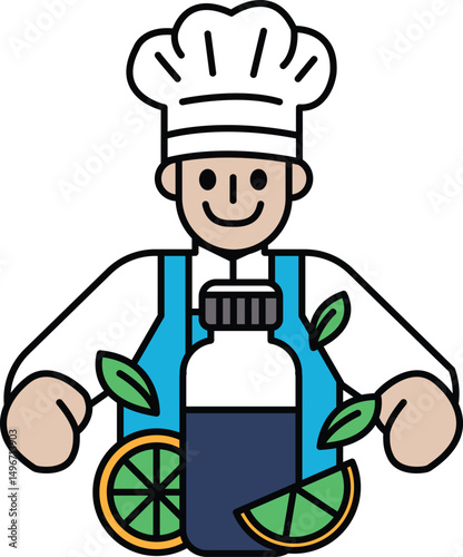 A chef is smiling