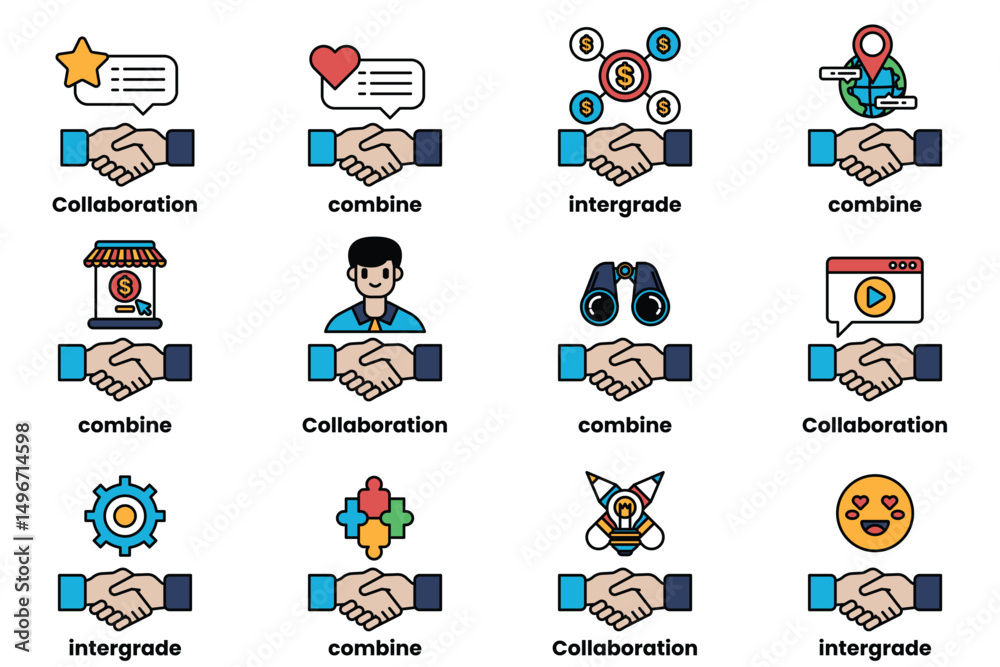 Fototapeta premium A hand shaking another hand, with a variety of different words