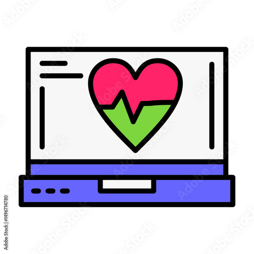 Heartbeat Laptop Interface Filled Icon