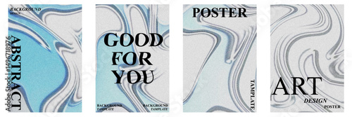 Abstract poster set with wavy and textured grain effect. Modern minimal design for creative backgrounds, art templates, and decorative prints. Vibrant and stylis