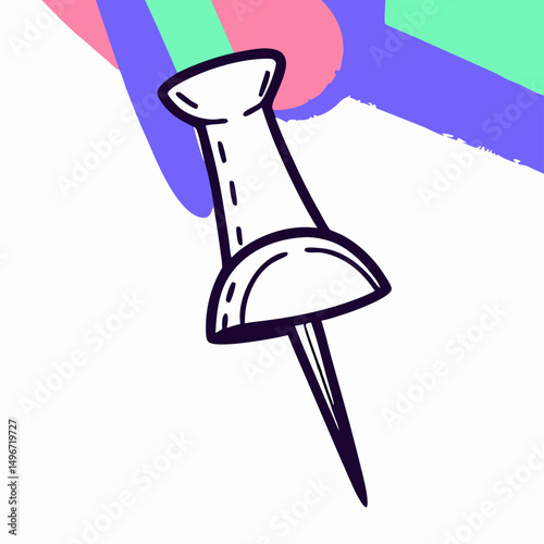 White Push Pin Illustration, Office Supply, Note