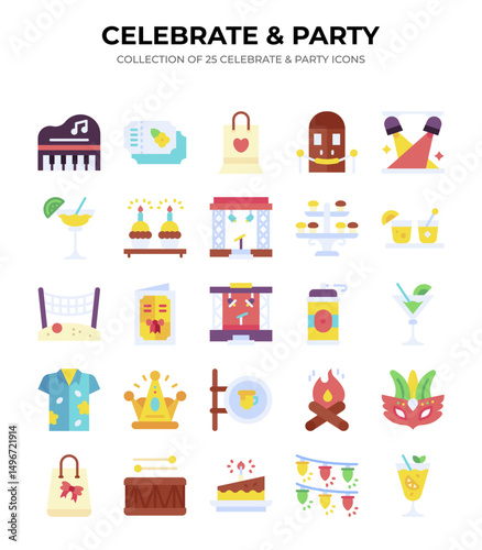 Collection of 25 Celebrate & Party Icons