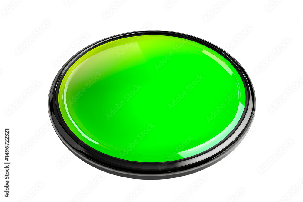 Illuminated Green Push Button with Chrome Bezel, cut out transparent Illuminated Green Push Button with Chrome Bezel, cut out transparent