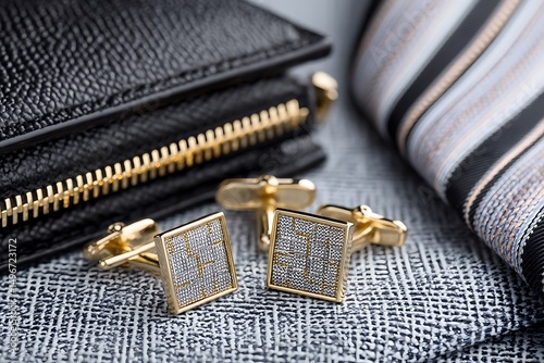 Elegant Men's Cufflinks, Wallet, and Necktie Set for Sophisticated Style photo