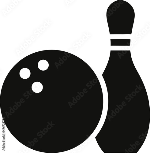 Bowling Pin And Ball Silhouette Vector Illustration