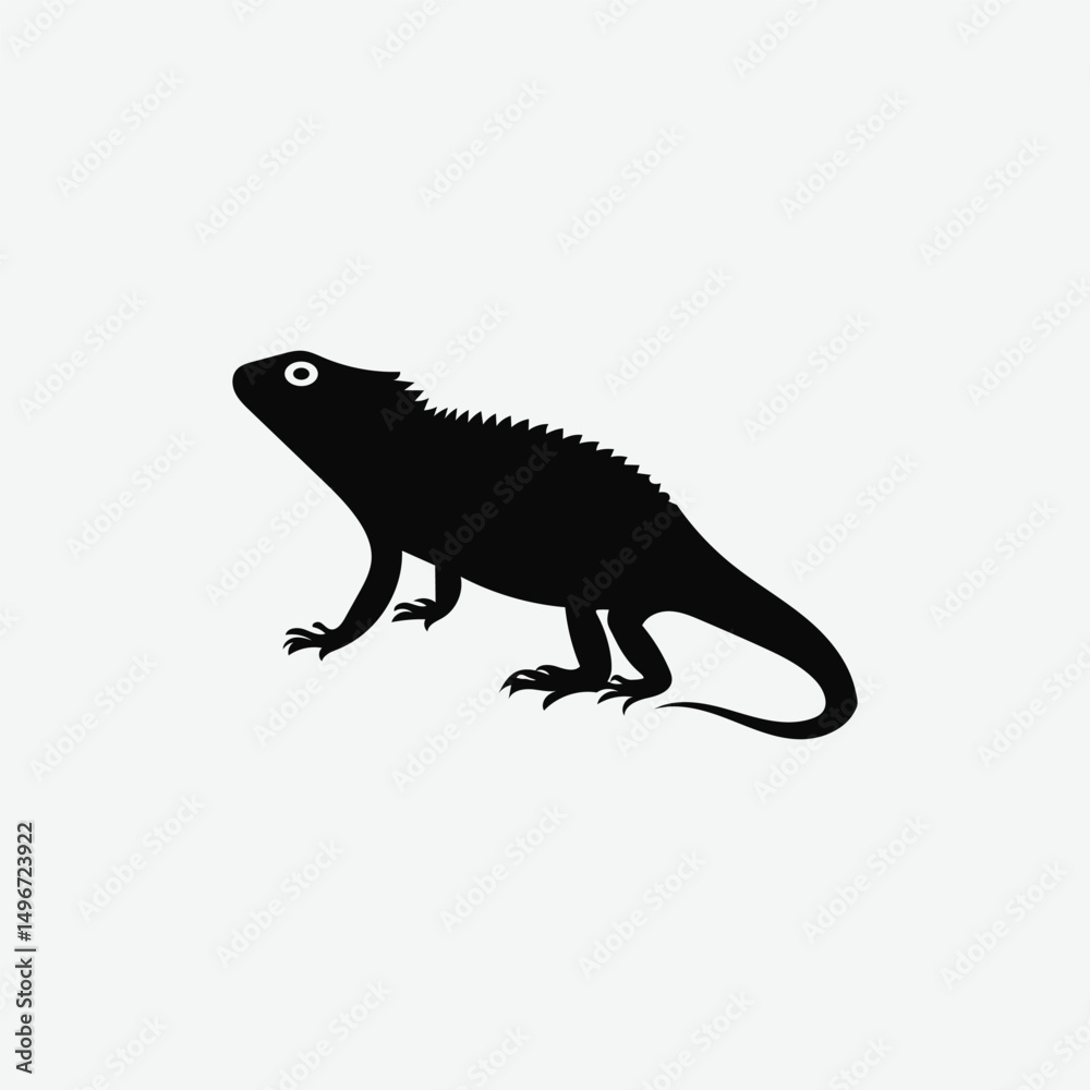 Obraz premium Minimalist Black Sanda Lizard Silhouette on White Background – Clean High-Contrast Reptile Vector Art