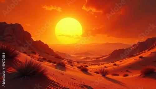 Intense heat radiating from a sun-baked desert landscape , natural, sunlight, nature