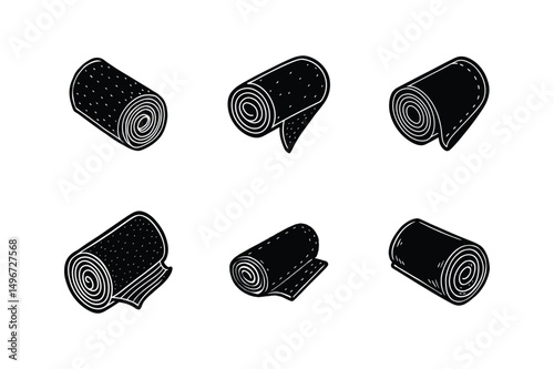 fabric roll sketch silhouette vector illustration