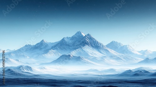 Wallpaper Mural Serene Winter Landscape Majestic Snow Capped Mountains and Frozen Plains under a Starry Sky Torontodigital.ca