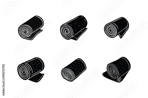 fabric roll sketch icon silhouette vector illustration