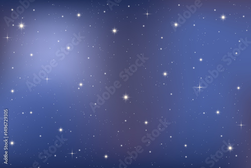Dark night sky with shining stars and glowing constellations. Blue gradient background illustrates celestial universe with magical nebula patterns, perfect for astrology-inspired fantasy wallpaper.