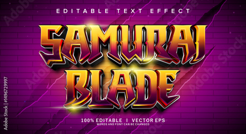  samurai blade vector text effect with modern style design