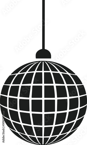 Hanging Disco Ball Silhouette Vector – Minimal New Year Party Decoration