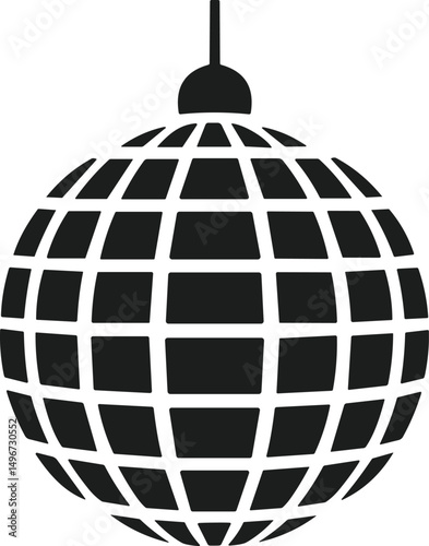 Disco Ball Silhouette Vector – Minimal New Year Party Hanging Decoration