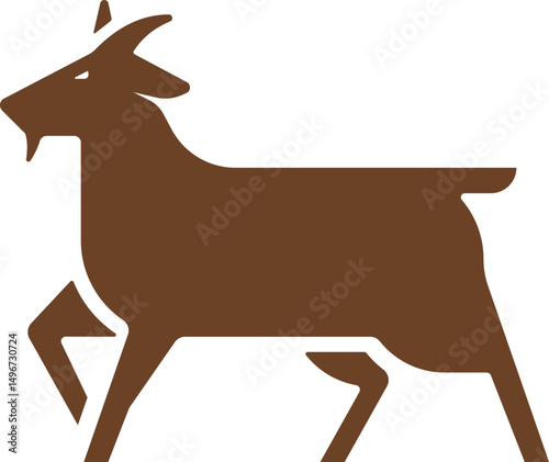 Silhouette Illustration of a Brown Goat