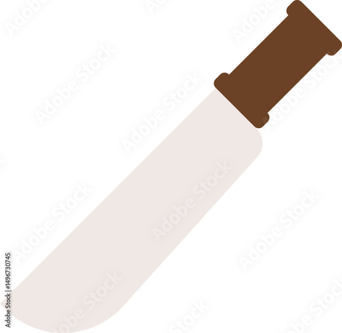 Illustration of a Machete with Brown Handle