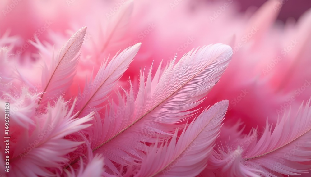 Obraz premium Close-up of fluffy pink feathers, soft texture, delicate detail , gentle, pattern, rose