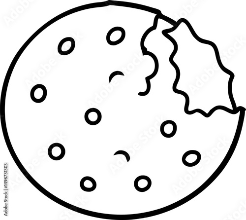 Cookie With Bite Missing Line Art Vector Illustration