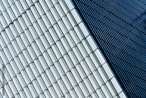Quadro su tela white blue exterior detail of architecture background