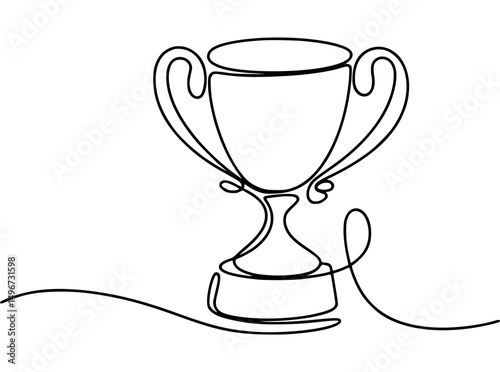 Continuous line drawing of a trophy cup award
