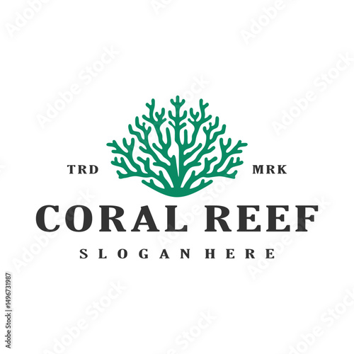coral reef vintage logo design vector stock illustration
