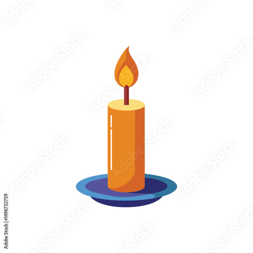 Candle Vector Illustration on White Background