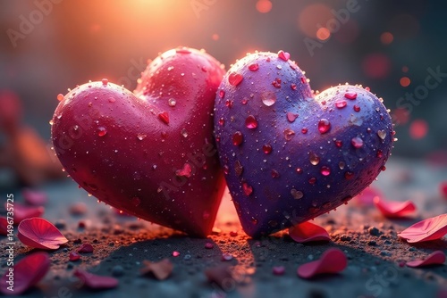 Two hearts intertwined, a symbol of love and togetherness , relationship, couple
