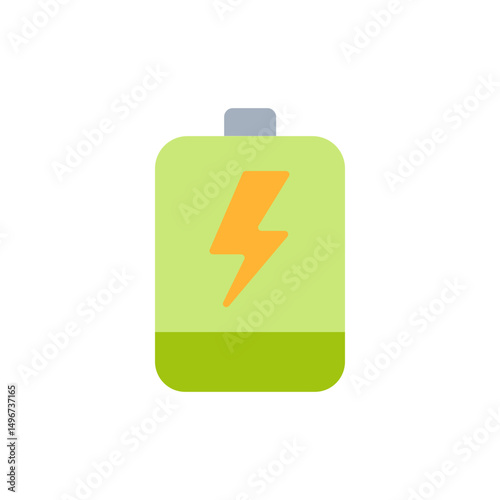 Battery charging symbol with a vibrant lightning bolt, energy indicator illustration