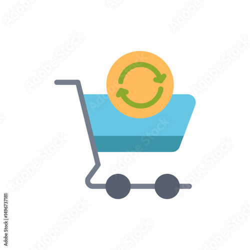 Revolving transaction illustrated with a shopping cart and circular arrows