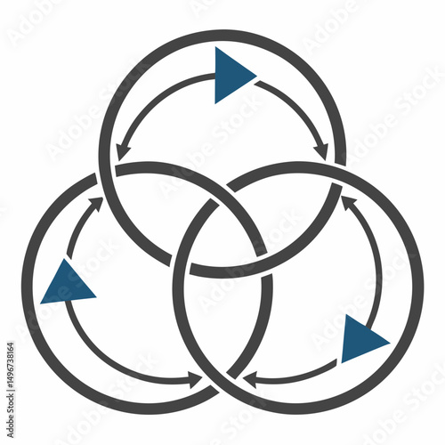 Circular process flow with arrows, transparent background, Vector illustration, icon.

