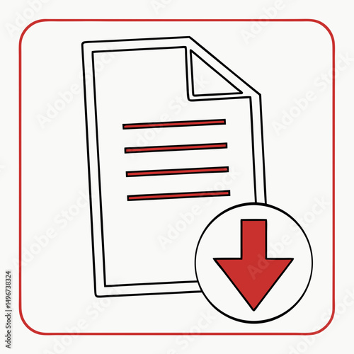 Download file icon with arrow, transparent background, Vector illustration, icon.

