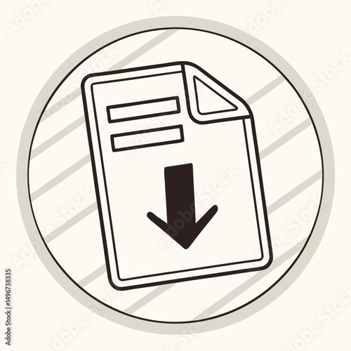 Download file icon with arrow, transparent background, Vector illustration, icon.

