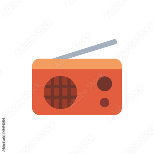 Simple orange radio illustration conveying broadcasting media with retro vibes