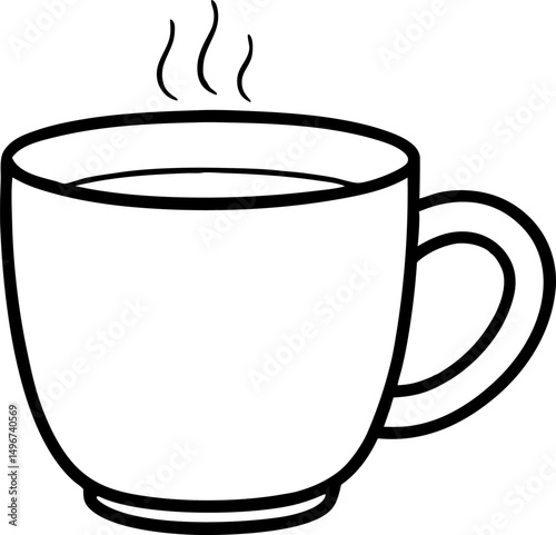 Mug With Tea Tag Line Art Vector Illustration 