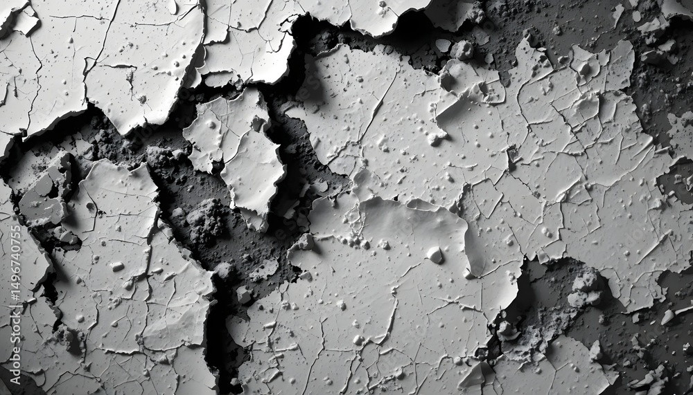 Fototapeta premium Peeling Paint Texture in Monochrome. 