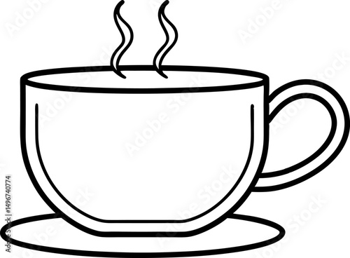 Mug With Tea Tag Line Art Vector Illustration 