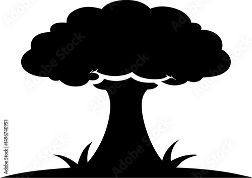 Mushroom Cloud Silhouette Vector Illustration 