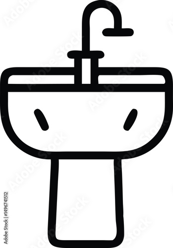 Minimalist Bathroom Sink and Faucet Icon Vector Illustration